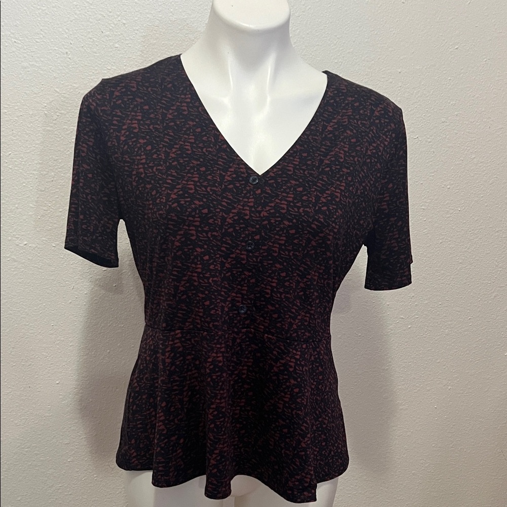 Halogen Button Down Peplum Top Sz M